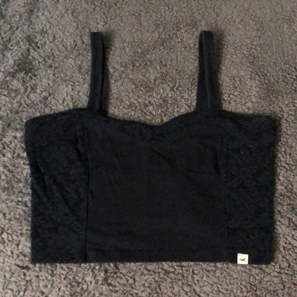 Hollister navy lace cropped tank